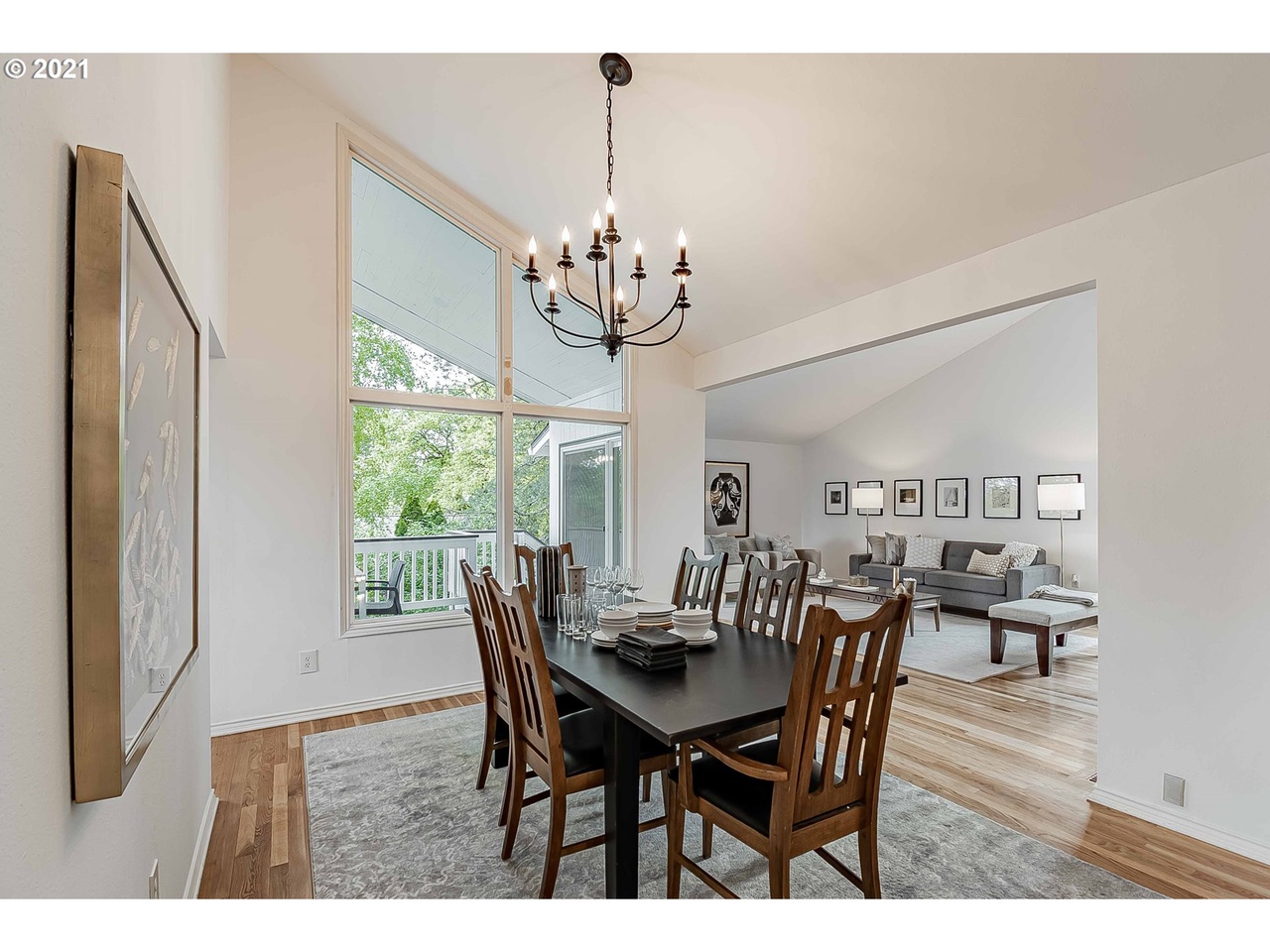 Open Concept Living Dining Room Vaulted Ceiling